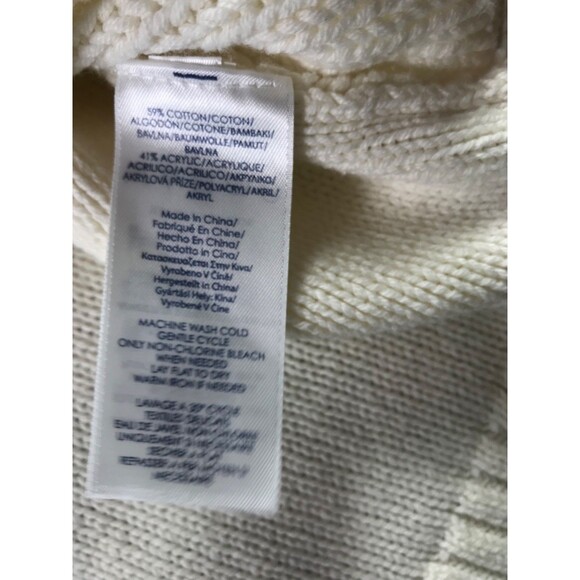 Chaps Women’s Petite XL Cable Knit Turtleneck Sweater Cream Ivory Off-White - Picture 11 of 16